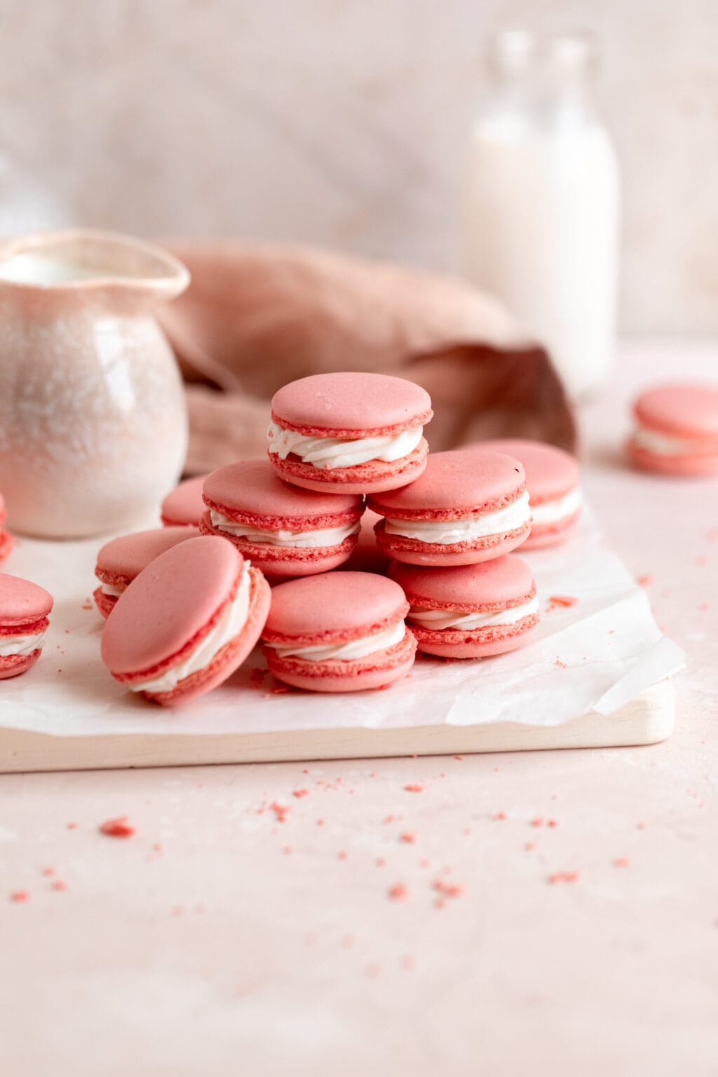 Final macarons stacked, higher view