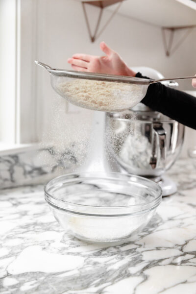 Sifting sugar and flour