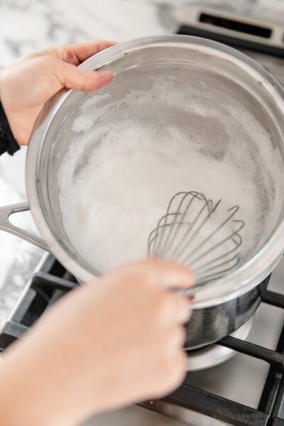 Egg whites whisked frothy